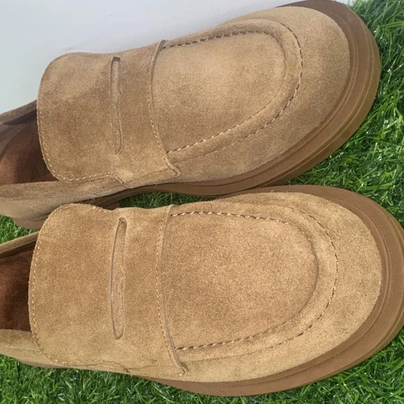 Aerosoles Gelso Block Heel Loafers Tobacco Brown Suede Womens Size 6M Comfort - Picture 9 of 16